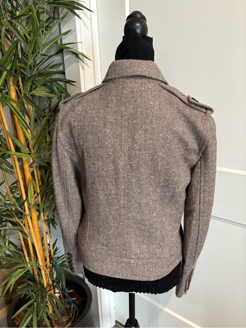 NEW Michael Michael KORS  Brown Herringbone Wool-Blend Military Stye Jacket SZ 8 - Picture 6 of 14
